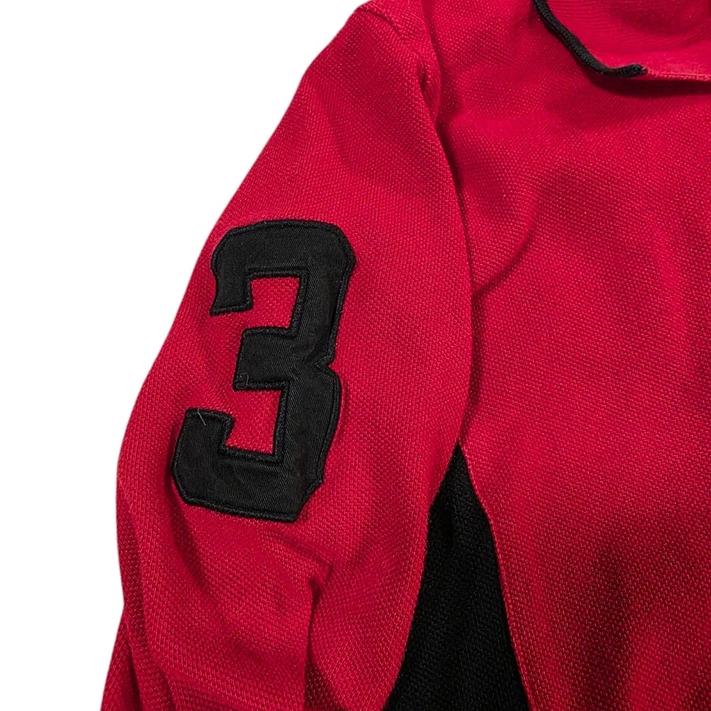 Polo By Ralph Lauren Polo Top Red Black L Long Sleeve Colorblock Pony‎ Pullover
